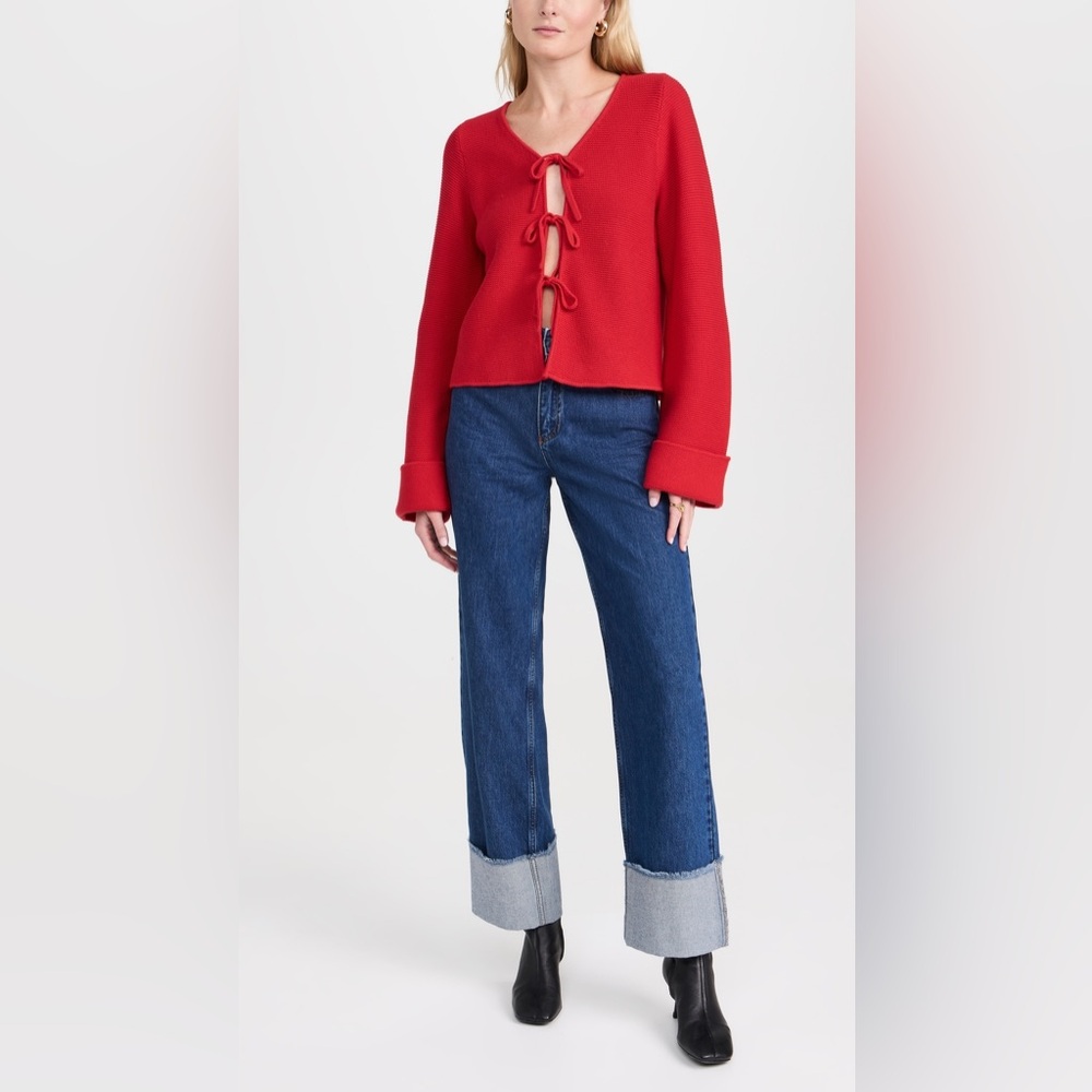 ALIGNE Soy Turn Up Straight Leg Jeans in Mid Blue - Picture 5 of 12